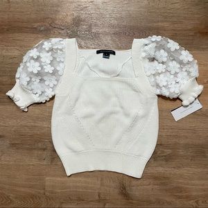 NWT French Connection White Shirt with Puff detailed Sleeves